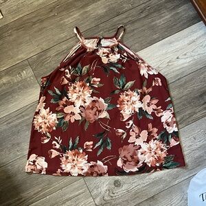 Papermoon Floral Tank Top - Burgundy and Green